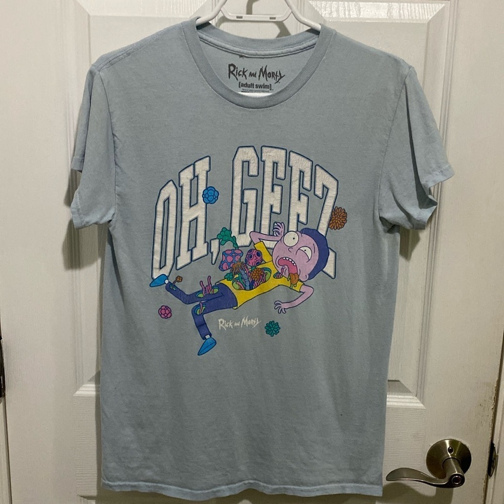 Rick and Morty adult swim Oh Geez Blue Ripple Junction Tee Shirt  Size Small